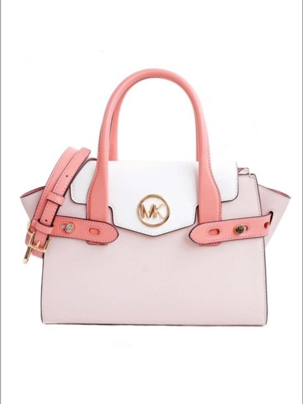 Michael Kors Pink, White & Coral Saffiano Leather Satchel